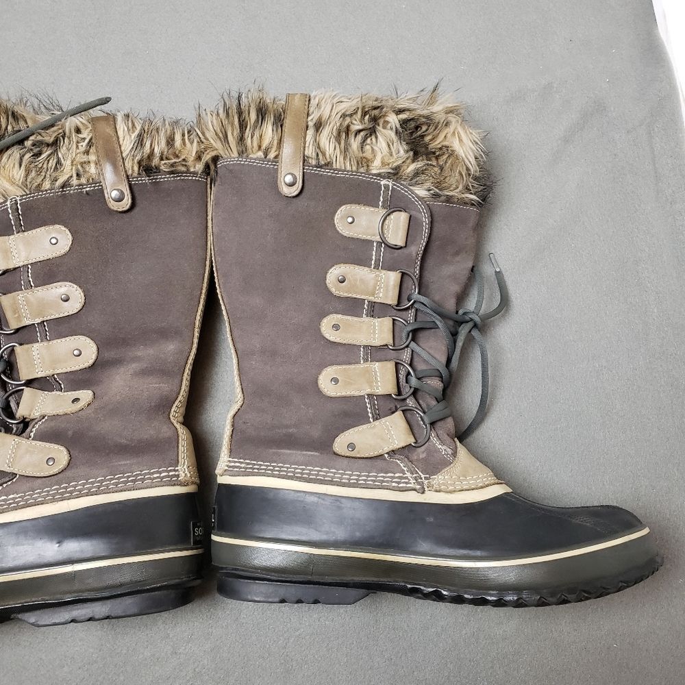 Sorel Brown and Tan Faux-Fur Winter Rain Boots - Picture 15 of 16